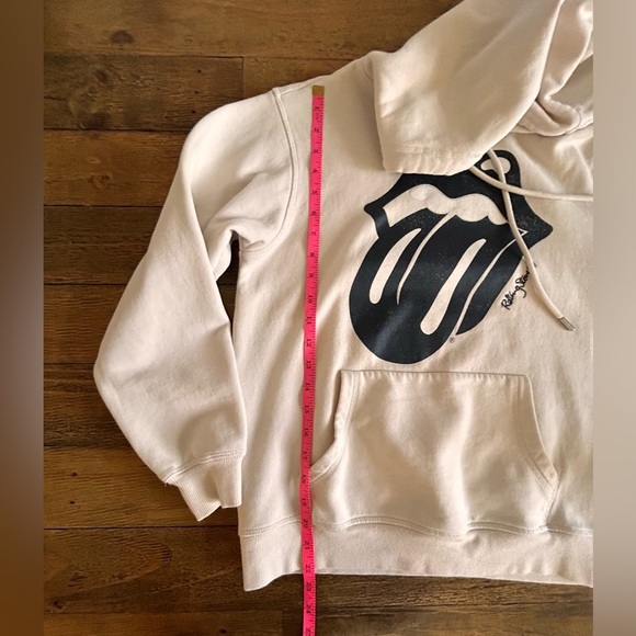 H&M ROLLING STONES Cream and black logo hoodie w/kangaroo pockets Embroidered S - Picture 8 of 10